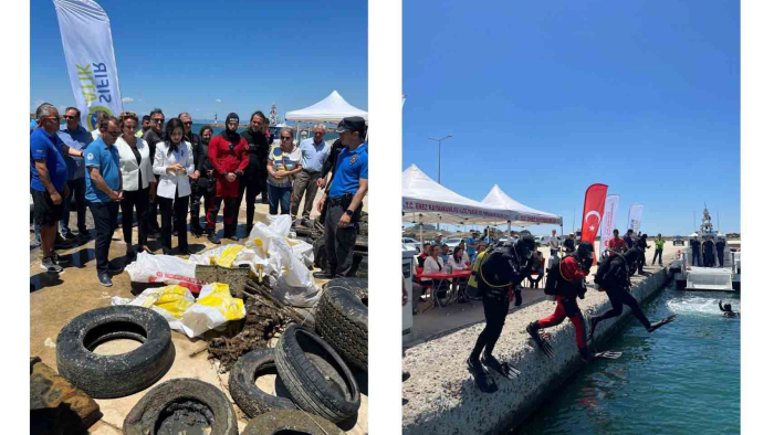 Enez’de denizden araç lastikleri ve plastik atıklar çıktı