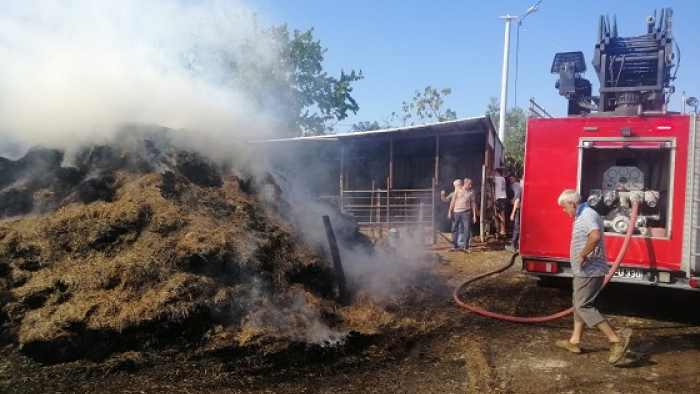 Bahçeköy’de yaklaşık 500 saman balyası yandı