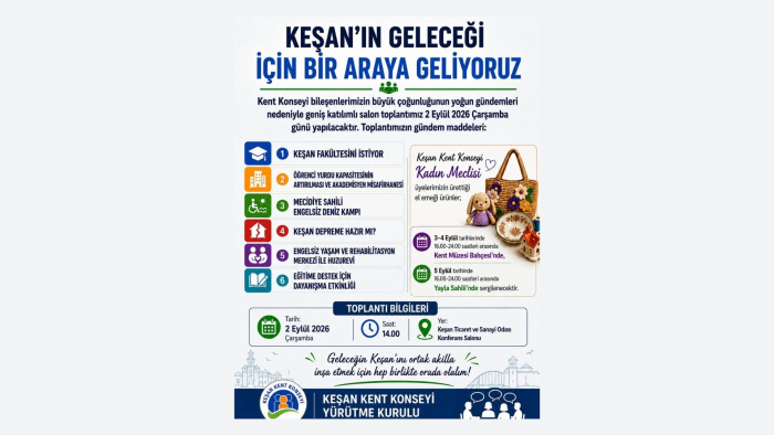 Keşan Kent Konseyi’nin geniş katılımlı toplantısı yarın