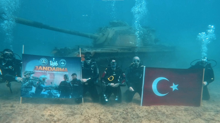 Jandarmadan, Saros’taki batık tanka kuruluş yıl dönümünü dalışı