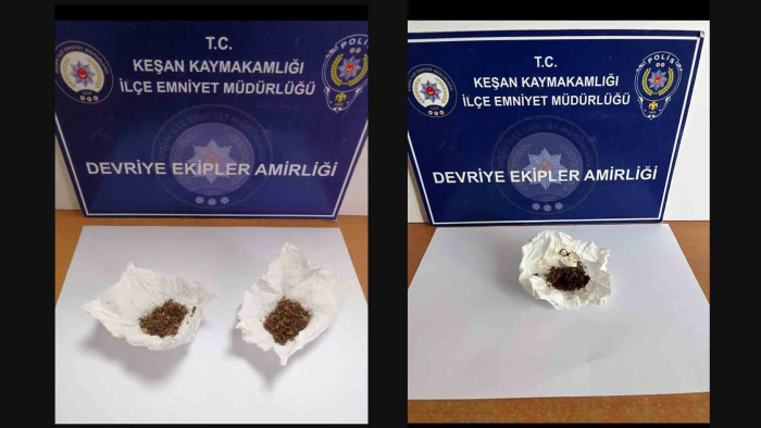Keşan’da üzerinde uyuşturucuyla yakalanan 2 şüpheliye gözaltı