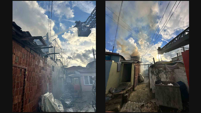 Keşan’da evin çatısında yangın