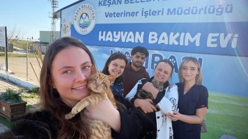 Tedavileri tamamlanan engelli kedileri, anne ve kızı sahiplendi