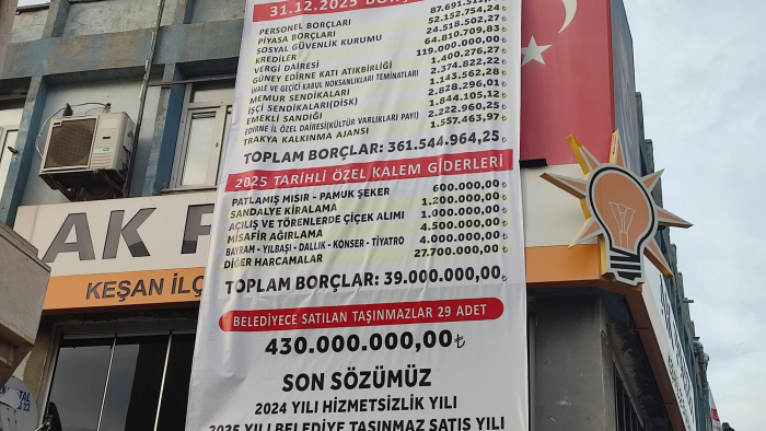 AK Parti, Keşan Belediyesi’nin borçlarını afişe etti