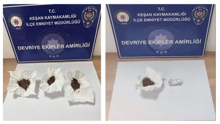 Keşan’da 3 kişi üzerlerinde uyuşturucuyla yakalandı