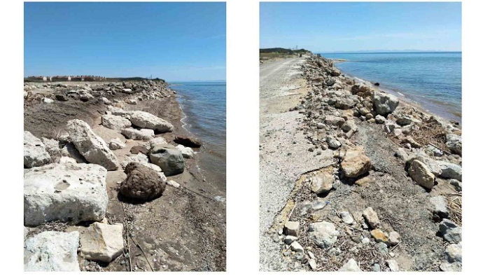 Enez’de sahil yolunu korumak için oluşturulan set denize girmeye yer bırakmadı
